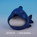 Decorative ceramic sponge holder with shark design